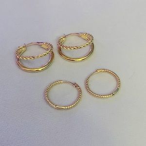 Two Pairs of Gold-Plated Hoop Earrings